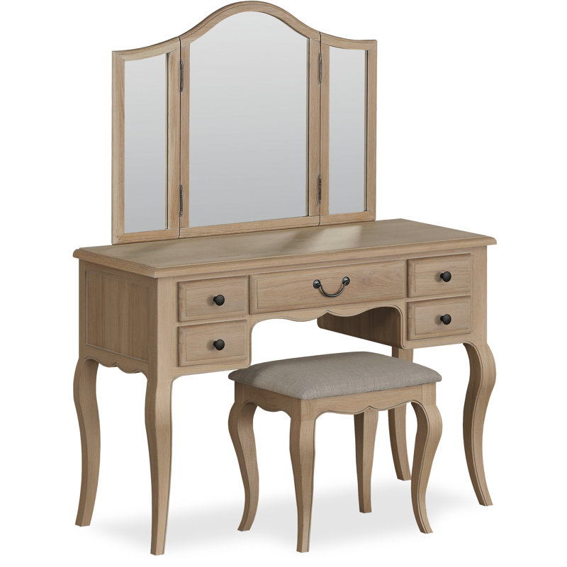 Fleur De Lis Living Meryem Dressing Table Set with Mirror Wayfair.co.uk